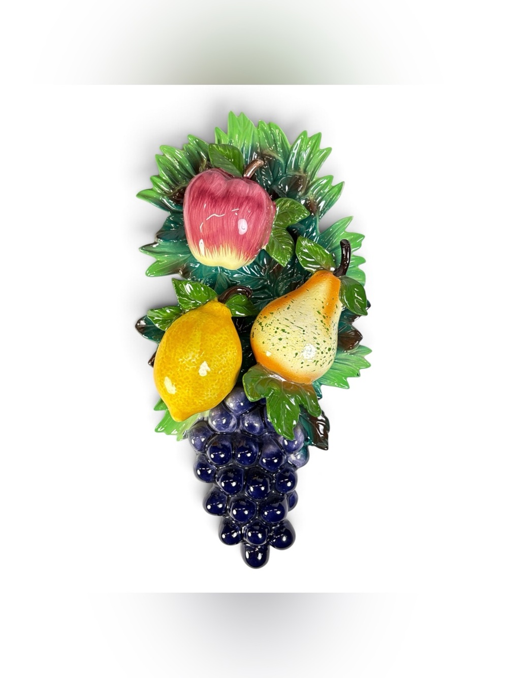 Vintage Empress Haruta Ceramic Fruit Wall Hanging Plaque Grapes Pear Apple Japan
